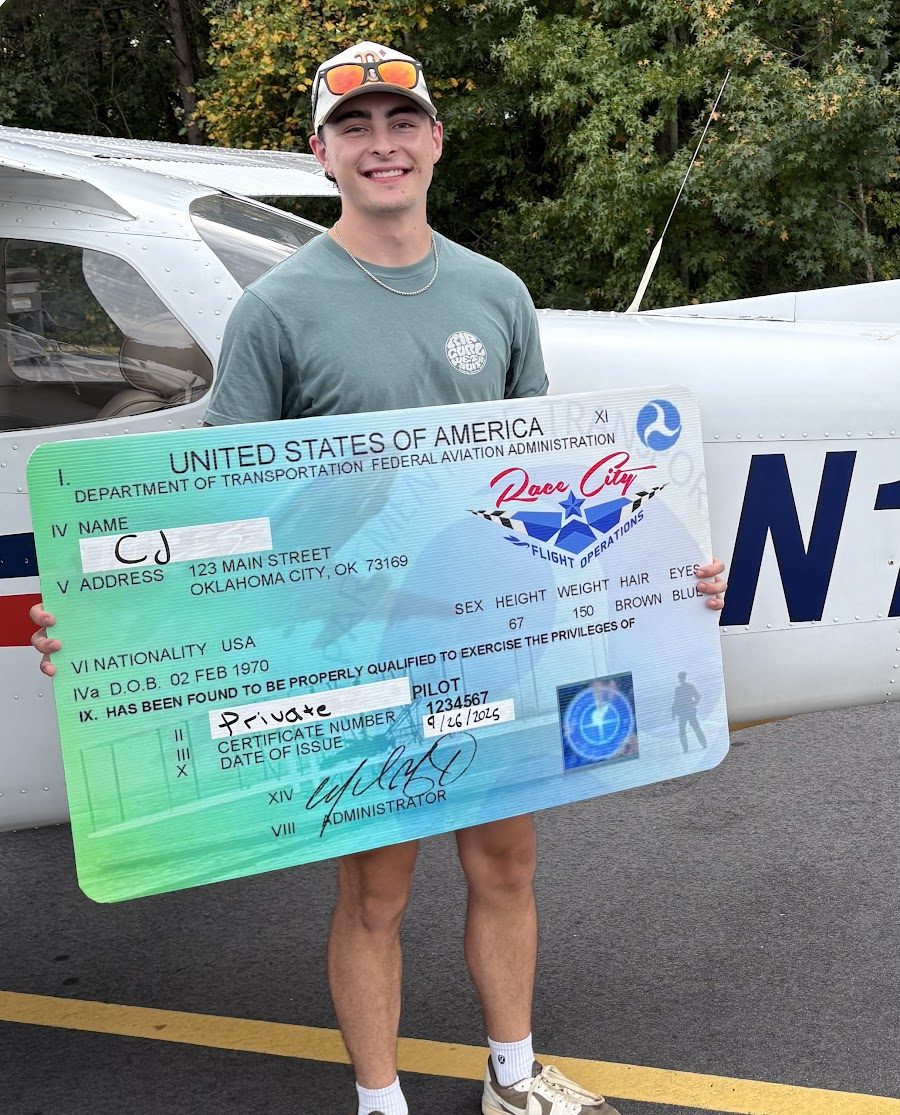 CJ is the world's newest private pilot! Great job CJ at achieving your goals! One step towards that airline captain!