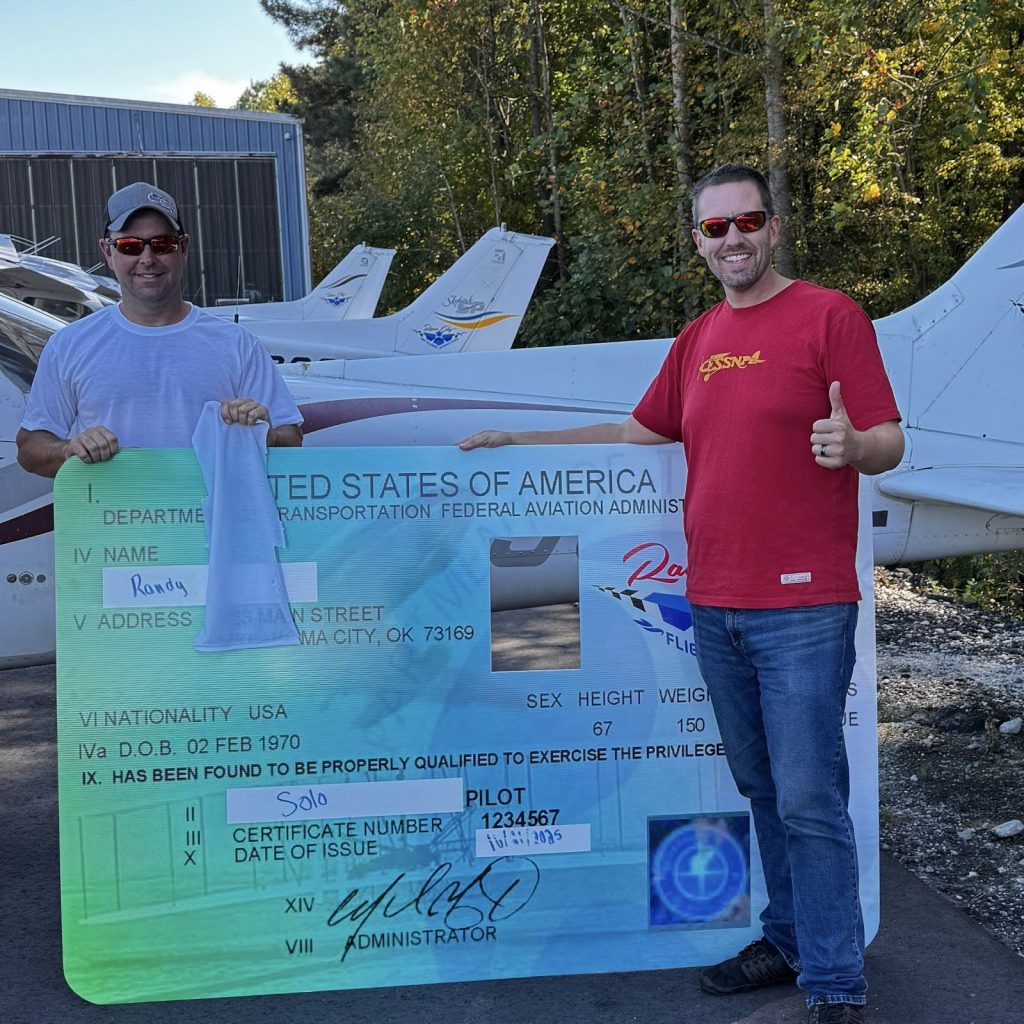 Randy just took to the air without his instructor! Each of his landings were perfection! Great job Randy on your solo!