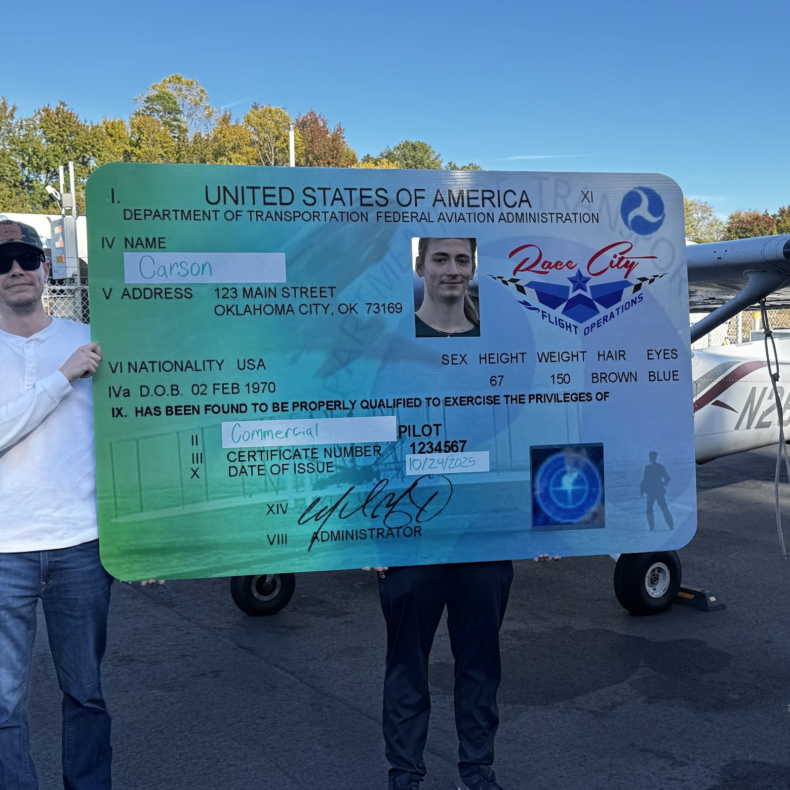 Carson can fly you and get 💸! The worlds newest commercially rated pilot! Great work Carson!