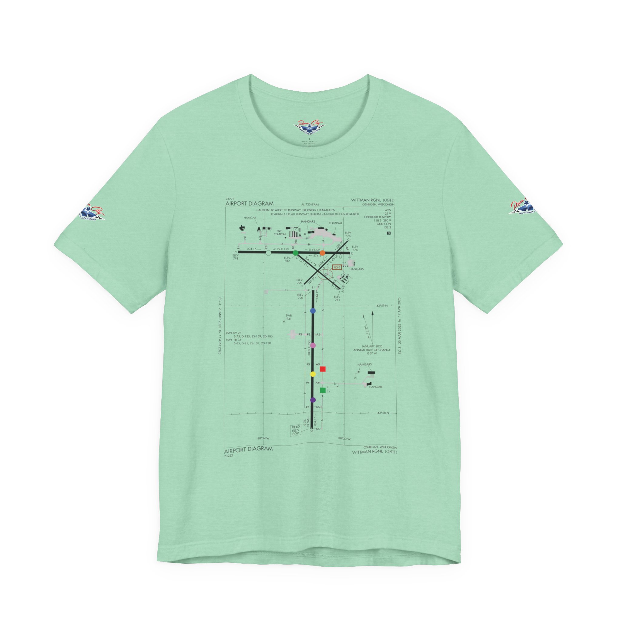 17487550884704575251_2048-1.jpeg Airventure Oshkosh Airport Diagram T-Shirt - Image 1