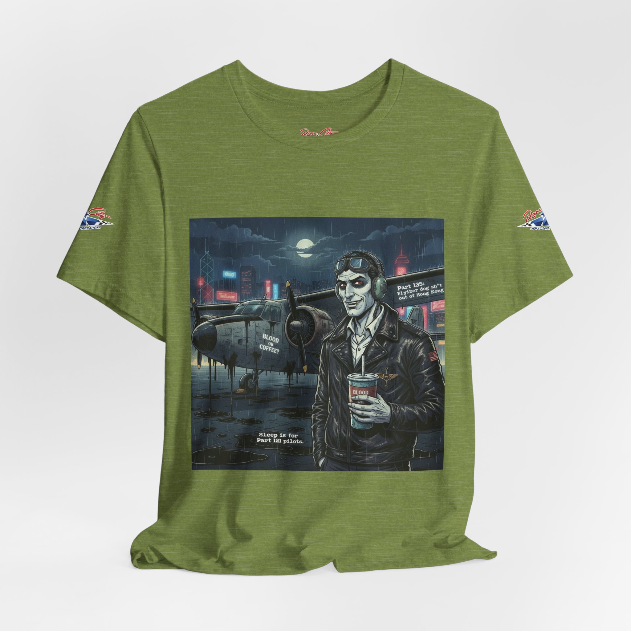 9059337532732687555_2048-2.jpeg Aviation Humor T-Shirt — “BLOOD or COFFEE? BLOOD” Part 135 Pilot Tee - Image 1