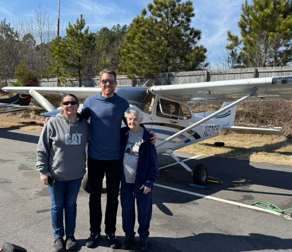Back in the plane after 40 years. She used to fly a Grumman American in Ohio