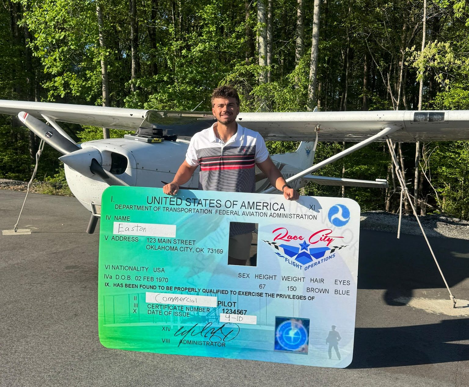 Congratulations to Easton for passing his commerical check ride!