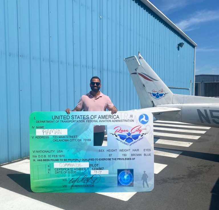 Congratulations to Raman for passing his commerical check ride!