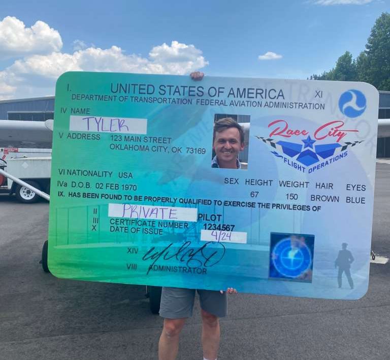Tyler Dishmon is now the worlds newest private pilot, congratulations!