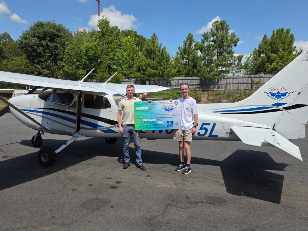 Austin just took his first step toward the clouds at Race City Flight Operations. Future pilot in the making! 👨‍✈️☁️