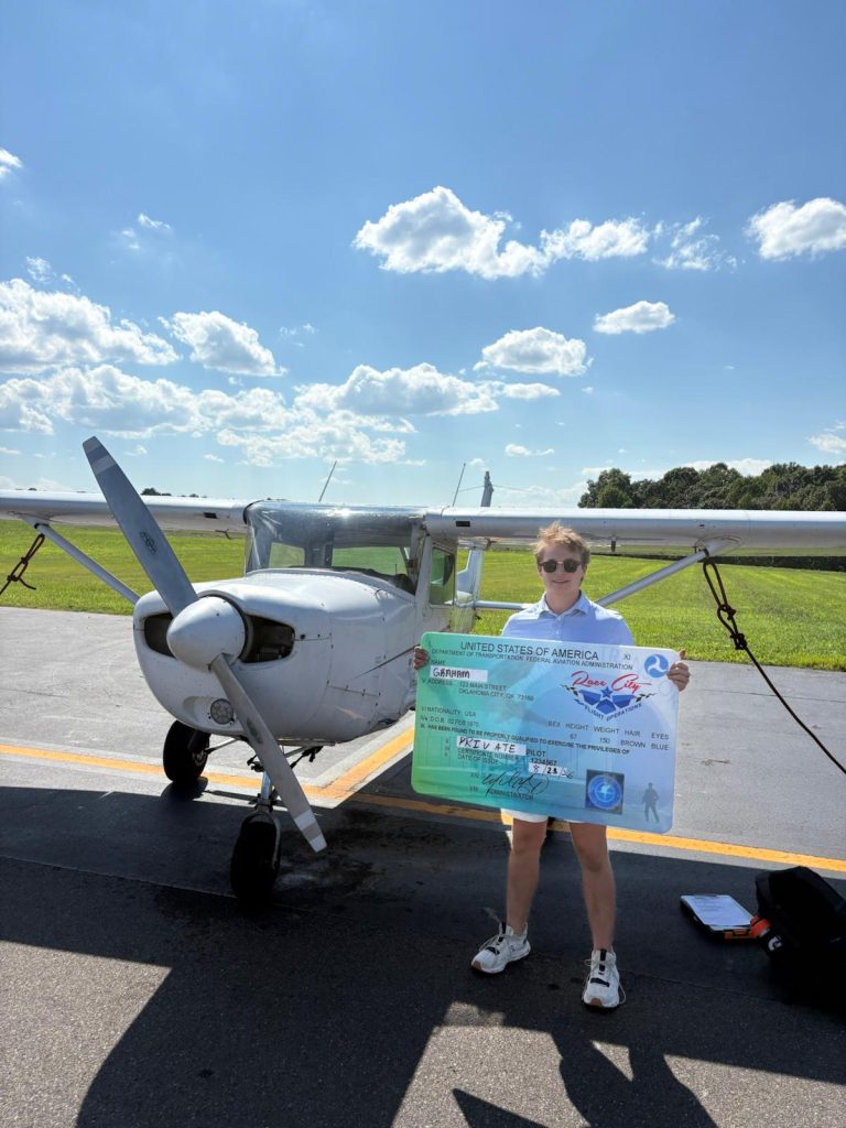 Huge milestone unlocked! 🔑✈️ Graham just passed his checkride and officially earned his wings with Race City Flight Operations. Next stop: wherever he wants to fly.